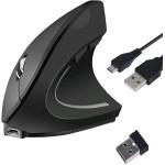 TUCANO MOUSE VERTICALE ERGONOMICO WIRELESS RICARICABILE,6 TASTI, NERO