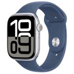 APPLE WATCH SERIES 10 GPS 46MM SILVER ALUMINIUM CASE WITH DENIM SPORT BAND - S/M